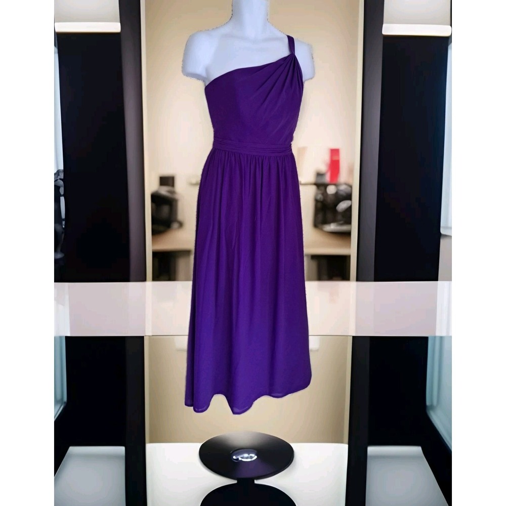 Signature by Alfred Angelo Formal Gown 16 Purple One Shoulder Full Length Prom